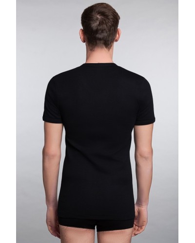 Maglia Mezza Manica Collo V Cotone Felpato