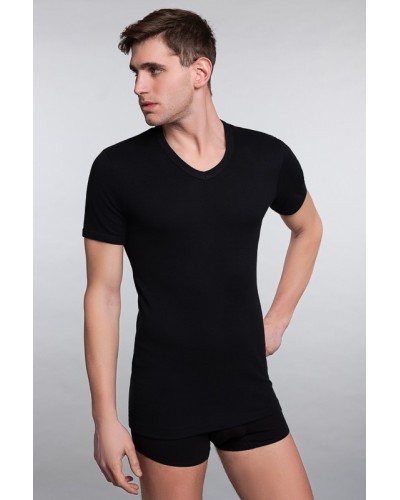 Maglia Mezza Manica Collo V Cotone Felpato