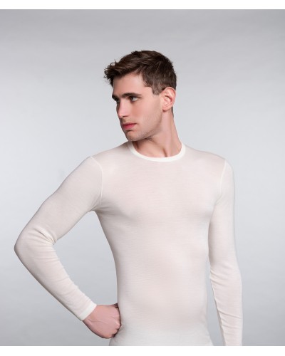 Silk Wool Long Sleeve Crew Neck T-Shirt