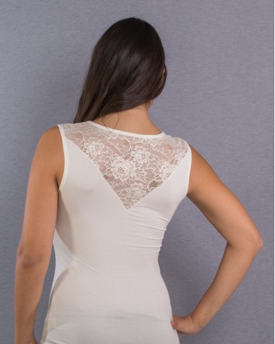 Tank Top Broad Shoulder Lace Back