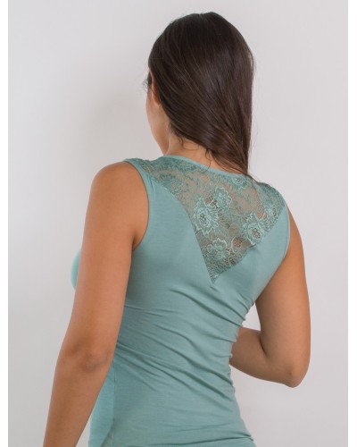 Tank Top Broad Shoulder Lace Back
