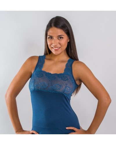 Débardeur ample pour femmes avec encolure carrée et dentelle