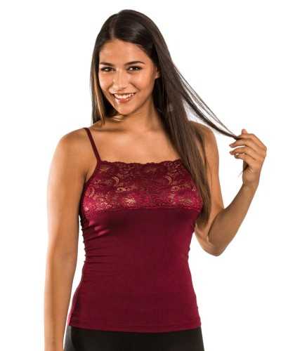 Top Donna Spalla Stretta in MicroModal con Fascia in Pizzo Elasticizzato