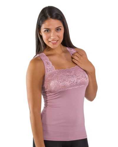 Débardeur ample pour femmes avec encolure carrée et dentelle