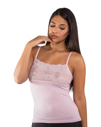 Top Donna Spalla Stretta in MicroModal con Fascia in Pizzo Elasticizzato