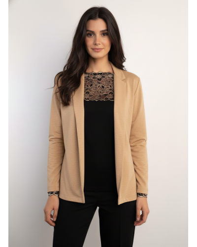 Maglia Maniche Lunghe Donna Con Inserti In Pizzo Bicolore