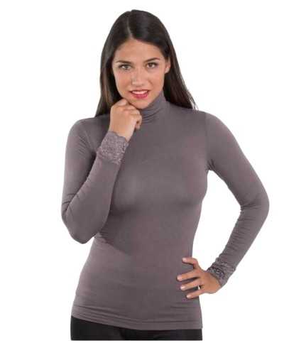 Women's MicroModal and lace turtleneck