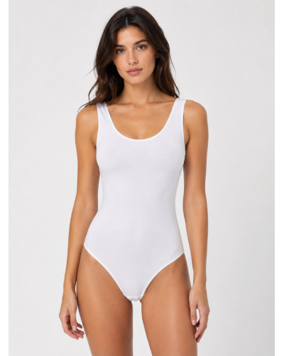 Women’s Bodysuit in Stretch Modal Cotton with Wide Shoulders