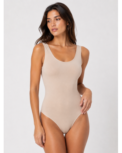 Women’s Bodysuit in Stretch Modal Cotton with Wide Shoulders