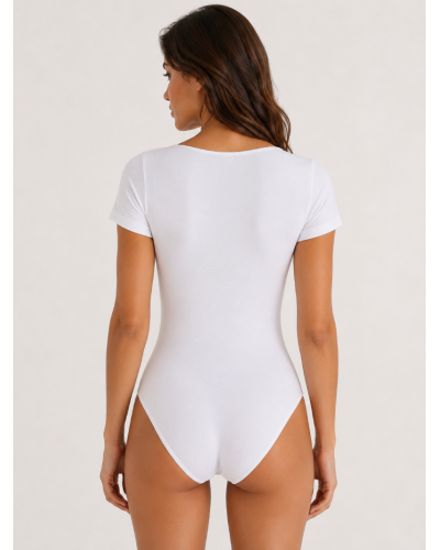 Body donna a manica corta in cotone modal elasticizzato – Scollo rotondo – Morbido e traspirante