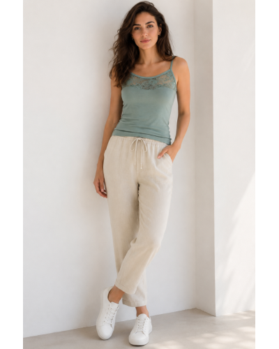 Women’s Micromodal Top with Textronic Lace and Narrow Straps