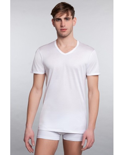 Makò Cotton V-neck Herren T-Shirt mit halben Ärmeln