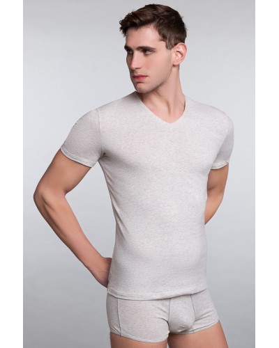 Herren T-Shirt mit halben Ärmeln V-Ausschnitt Baumwolle Supima