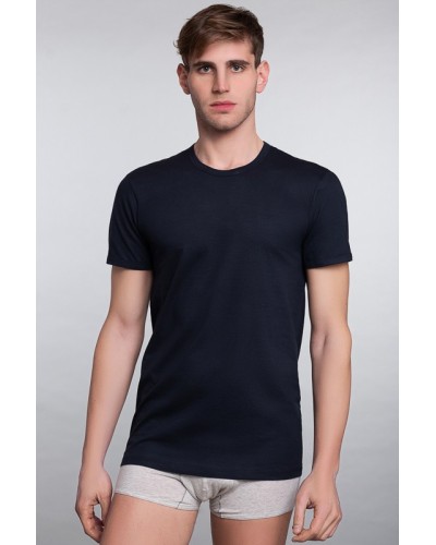 Herren T-Shirt mit halben Ärmeln und Rundhalsausschnitt aus Baumwolle