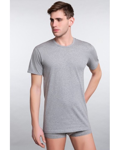 T-shirt à col ras du cou en coton à demi-manches pour hommes