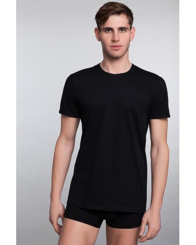 Herren T-Shirt mit halben Ärmeln und Rundhalsausschnitt aus Baumwolle