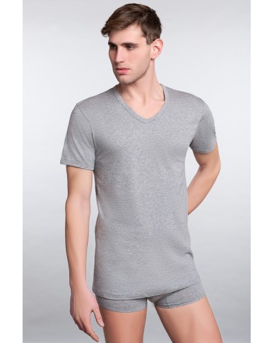 Herren-T-Shirt mit halben Ärmeln und V-Ausschnitt aus Baumwolle