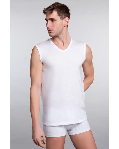 Ärmelloses Baumwoll-Tank-Top mit V-Ausschnitt für Männer